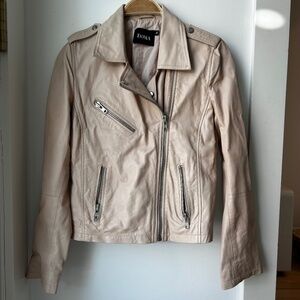 Doma Leather Biker Jacket Pink - Size M - New Without Tags